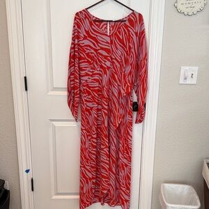 CAbi Red and White Zebra Print Top